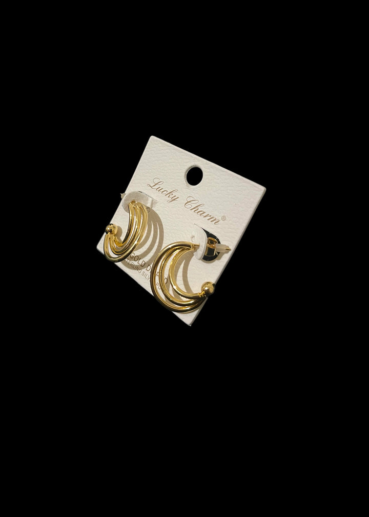 Triple Wire Gold Dipped Hoop Earrings