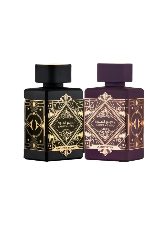 Bade'e al Oud | OUD FOR GLORY - Men and AMETHYST - Women Bundle. عطر بديع العود للنساء والرجال من لطافة
