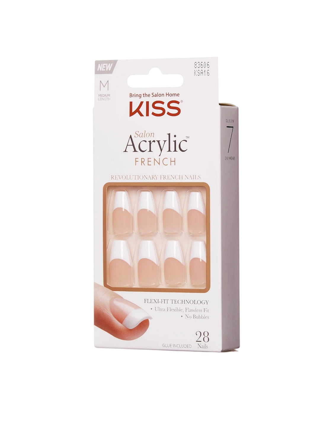 KISS Products Salon Acrylic Short Square French Manicure Fake Nails Kit