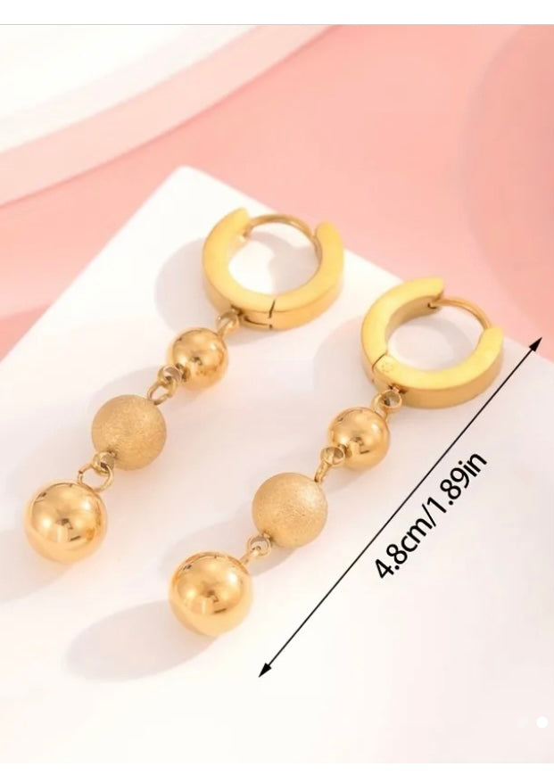 24K Golden Plated Hanging Golden Balls Drop Earrings | Women'S Fashion Earrings