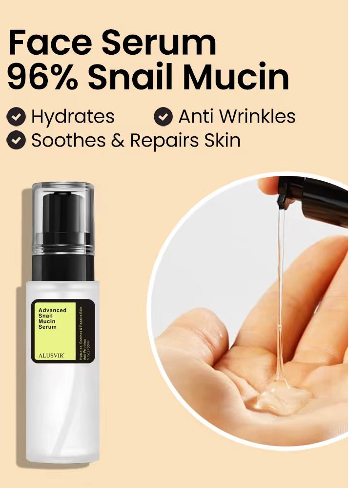 Snail Mucin 96% Power Repairing Essence 3.38 fl.oz 100ml, Hydrating Serum for Face with Snail Secretion Filtrate for Dull Skin & Fine Lines, Korean Skin Care