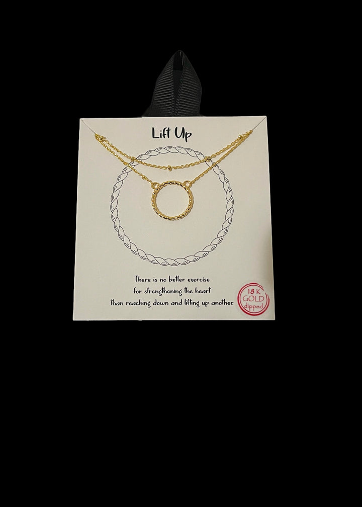 Gold Dainty Layered Chain Link Necklace Featuring Circle of Life Pendant