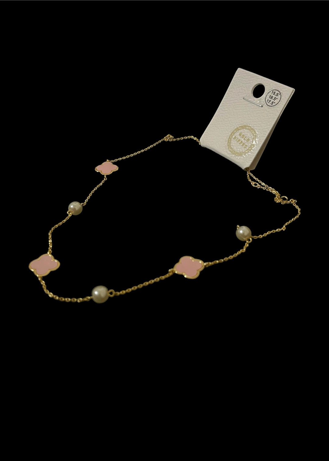 Three Clover and Beads Gold Dipped Necklace