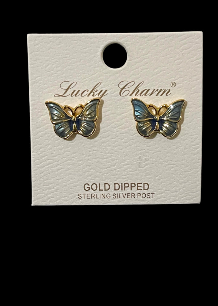 Butterfly Gold Dipped Stud Earrings