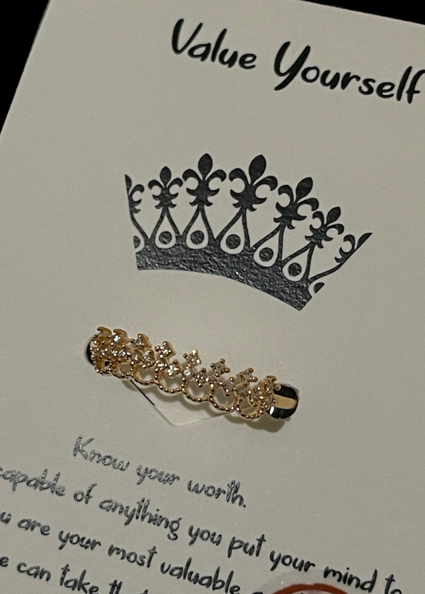 Value Yourself Crown Adjustable Ring