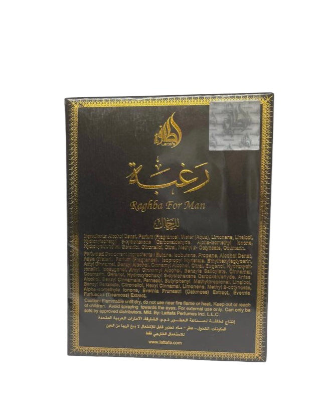Perfumes Raghba For Men By Lattafa EDP 100ml Famous Fragrance + Deodorant Gift🥇
