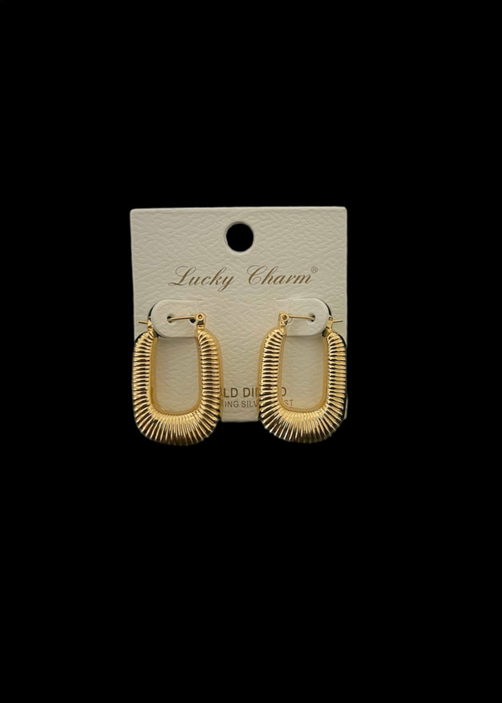 Chunky Oval Textured Gold Dipped Earrings