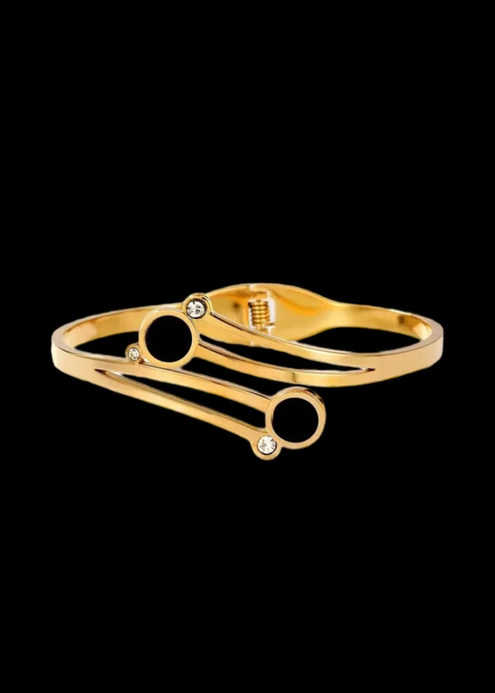 Personality Stainless Steel Inlaid Zircon Cuff Bangle 18K Gold Plated Hand Decoration Ornament