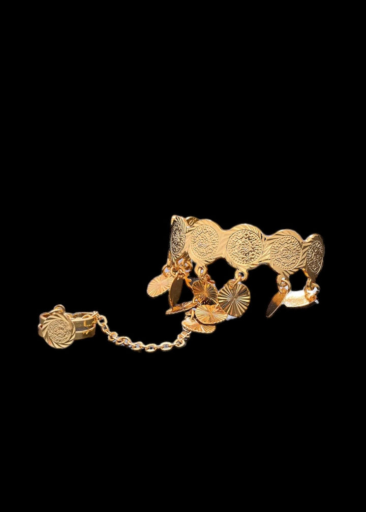 Classic 24K Gold Plated Vintage Tassel Ring Bracelet For Little Girls 3-12 Years Old